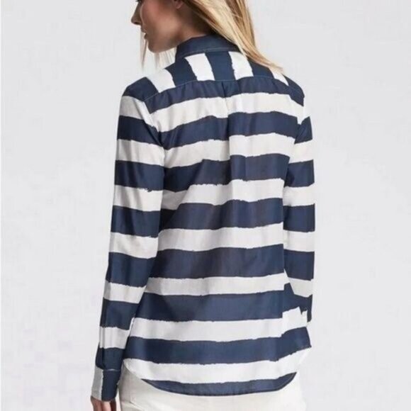 BANANA REPUBLIC Soft-wash Rugby Stripe Shirt Sz S - Picture 2 of 13